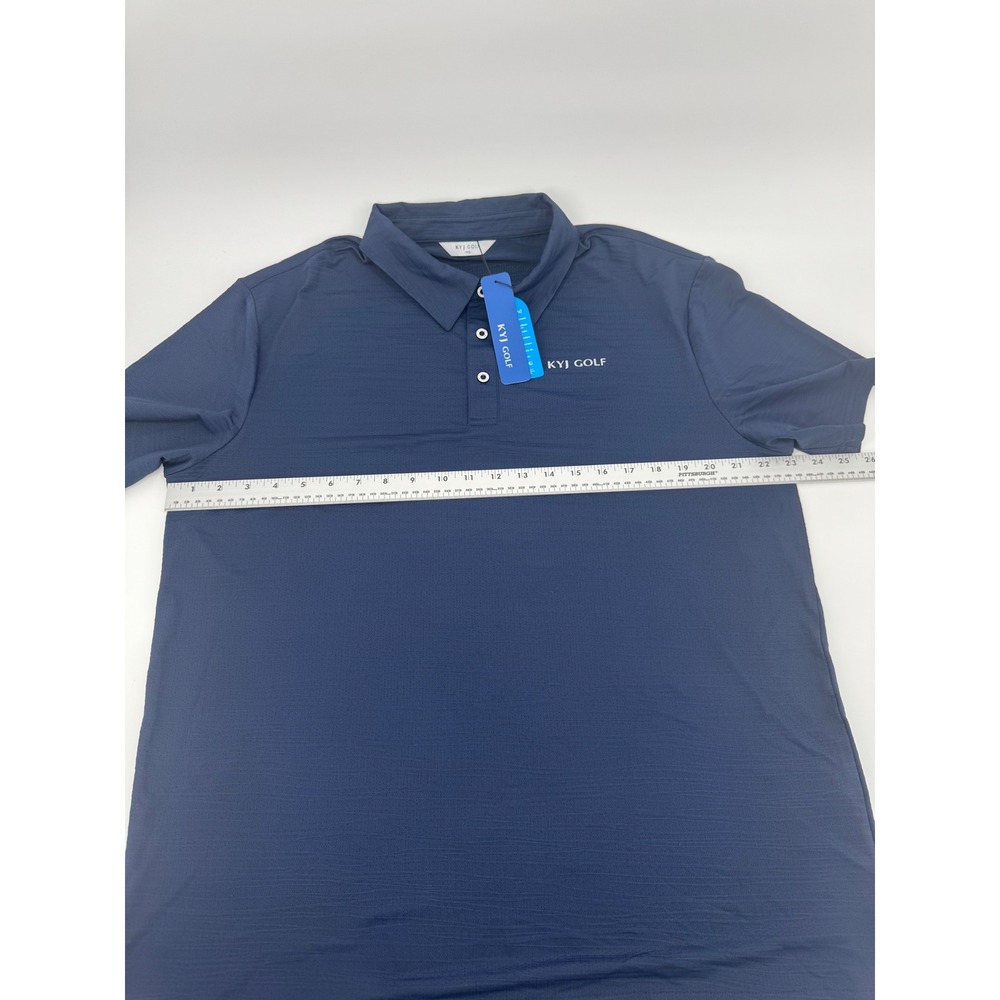 KYJ (Kim Young Joo) Golf Mens Navy Blue Performance Polo Shirt Size 110 L NWT - Picture 4 of 8